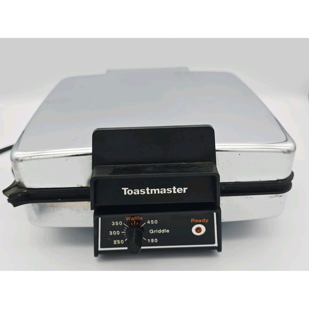 Vtg MCM Toastmaster 270B‎ Chrome Waffle Iron Double Griddle Non-Stick Tested!